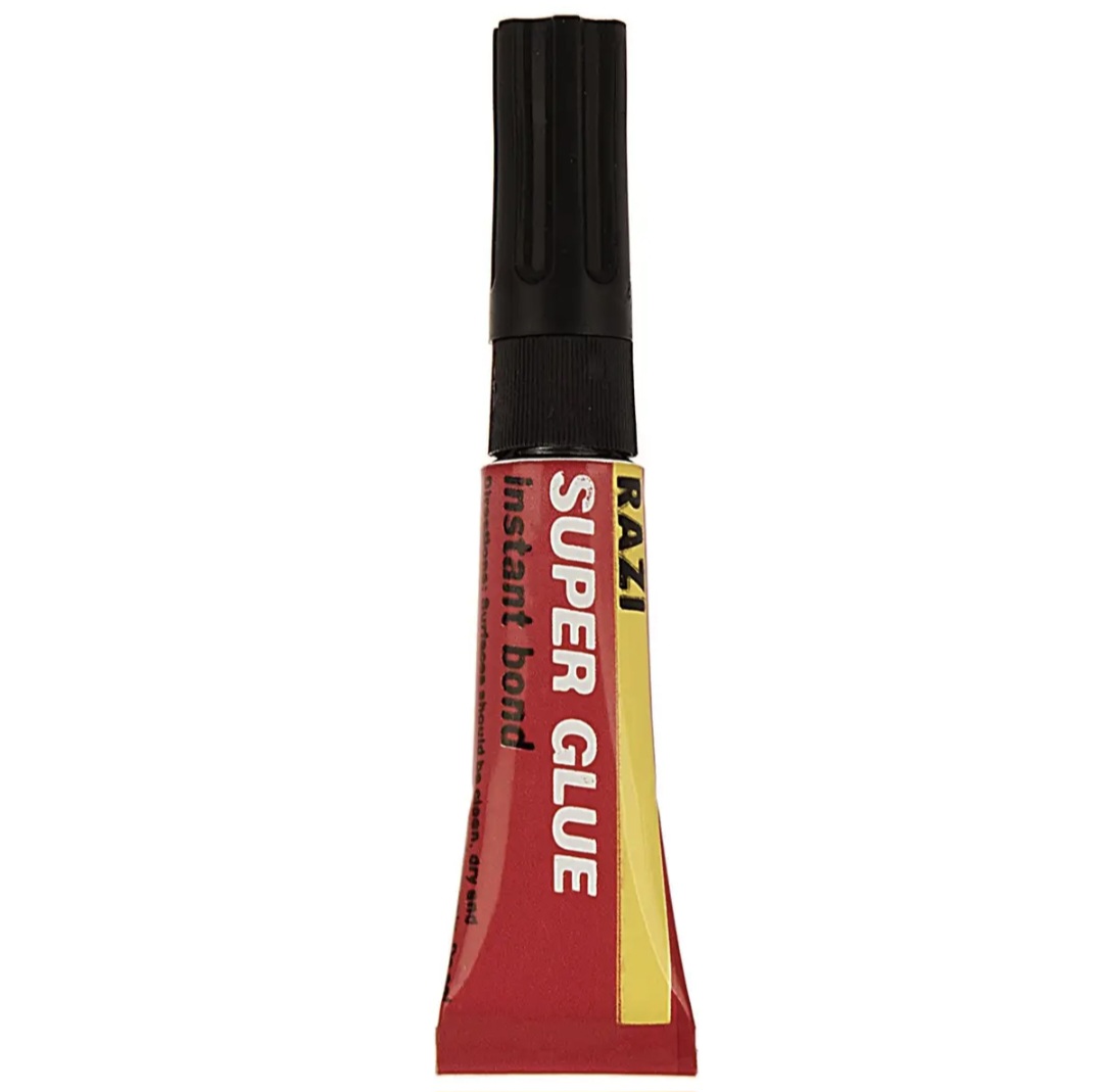 چسب قطره ای صنعتی رازی مدل Super Glue حجم 3  میلی لیتر با قدرت چسبندگی بالا خشک شدن سریع