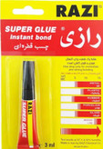 چسب قطره ای رازی مدل Super Glue حجم 3 میلی لیتر بسته 4 عددی با قدرت چسبندگی بالا خشک شدن سریع و ساختار شفاف برای استفاده روی چوب فلز پلاستیک شیشه کاشی سرامیک و چینی