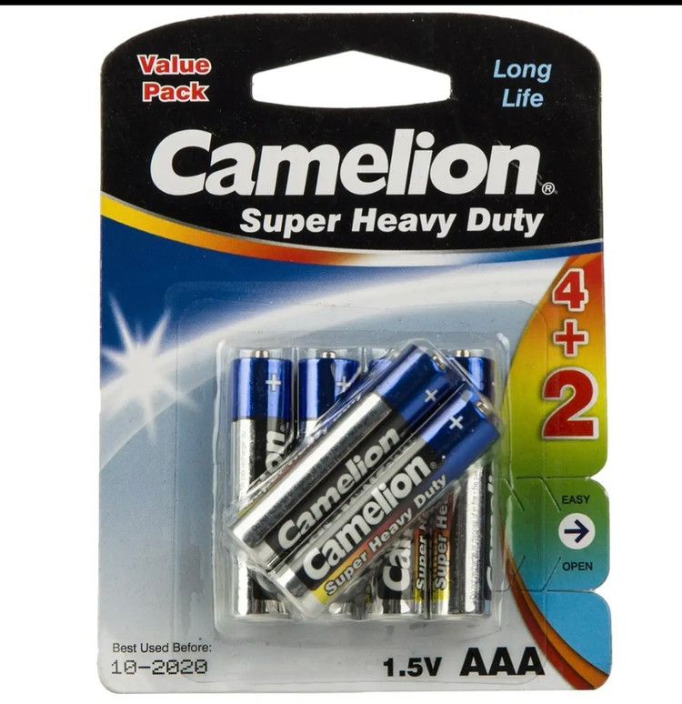 باتری نیم قلمی کملیون مدل Super Heavy Duty بسته 6 عددی