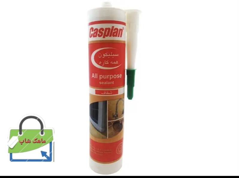 چسب درزگیر سیلیکونی کاسپین مدل شفاف حجم 300 میلی لیتر مقاوم در برابر دما و اشعه فرابنفش ضد آب ضد قارچ با چسبندگی و دوام بالا مناسب شیشه کاشی آلومینیوم و سطوح صیقلی