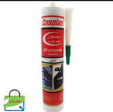 چسب سیلیکون درزگیر کاسپین مدل مشکی حجم 300 میلی لیتر مقاوم در برابر دما و اشعه فرابنفش ضد آب و ضد قارچ، مناسب درزگیری پنجره شیشه کاشی فلز و سطوح صیقلی