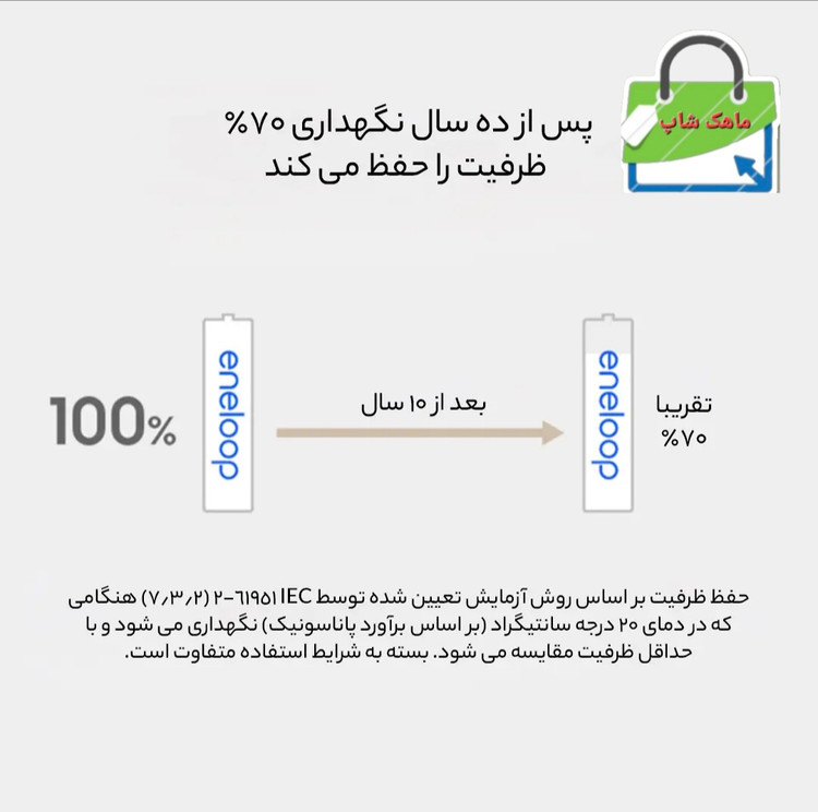 باتری نیم قلمی قابل شارژ تلفن بی سیم پاناسونیک مدل eneloop/BK-4MCCE بسته 2 عددی