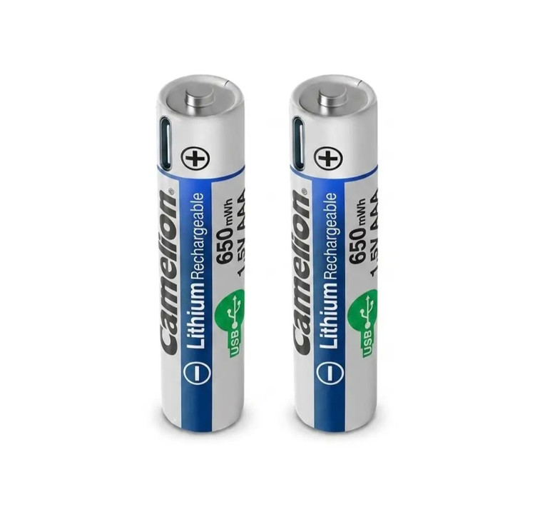 باتری نیم قلمی قابل شارژ کملیون مدل 1.5VLi-AAA650 بسته دو عددی