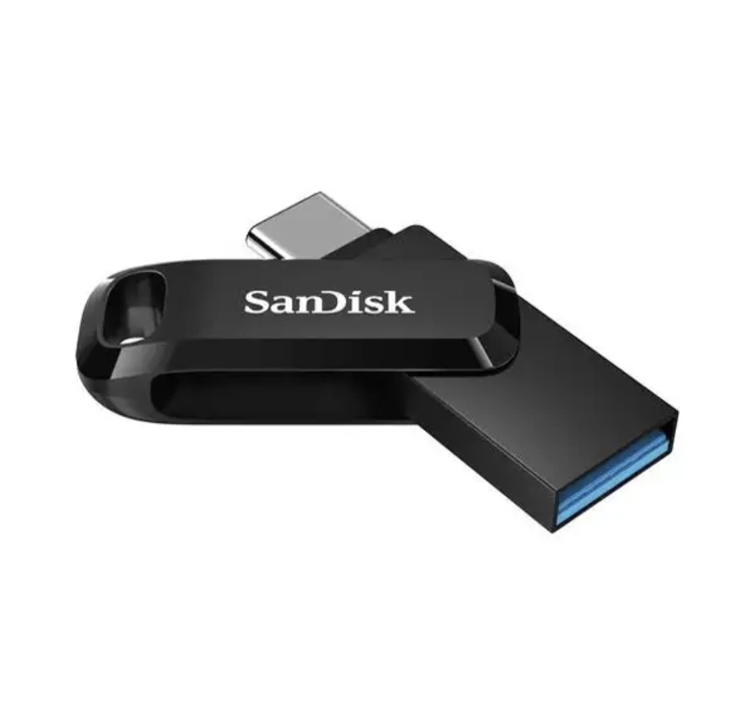فلش مموری دو رابط سن دیسک مدل Ultra Dual Drive Go ظرفیت 128 گیگابایت با USB 3.2 Gen طراحی چرخشی بدنه فلزی سازگار با گوشی تبلت کامپیوتر و تلویزیون
