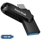 فلش مموری دو رابط سن دیسک مدل Ultra Dual Drive Go ظرفیت 128 گیگابایت با USB 3.2 Gen طراحی چرخشی بدنه فلزی سازگار با گوشی تبلت کامپیوتر و تلویزیون