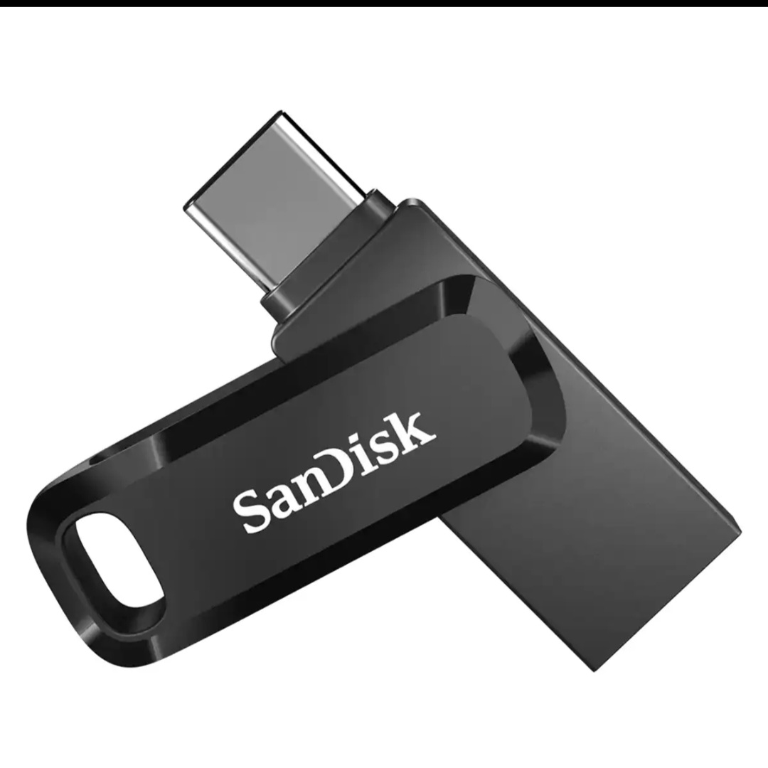 فلش مموری دو رابط سن دیسک مدل Ultra Dual Drive Go ظرفیت 128 گیگابایت با USB 3.2 Gen طراحی چرخشی بدنه فلزی سازگار با گوشی تبلت کامپیوتر و تلویزیون