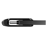 فلش مموری دو رابط سن دیسک مدل Ultra Dual Drive Go ظرفیت 128 گیگابایت با USB 3.2 Gen طراحی چرخشی بدنه فلزی سازگار با گوشی تبلت کامپیوتر و تلویزیون