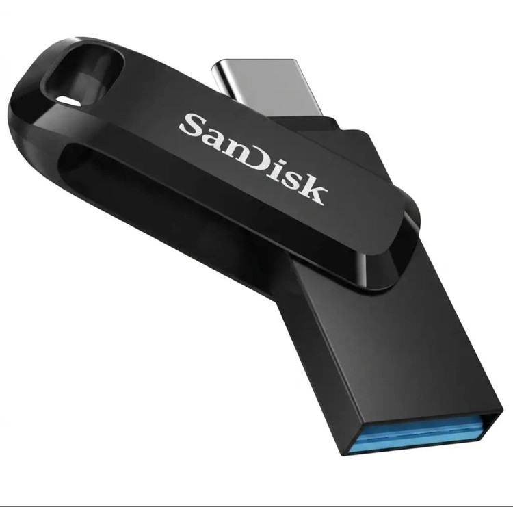 فلش مموری سن دیسک مدل Ultra Dual Drive Go ظرفیت 32 گیگابایت با دو رابط 3.2 USB و USB-C سرعت خواندن 150 مگابایت بر ثانیه بدنه فلزی سازگار با گوشی تبلت کامپیوتر و مک