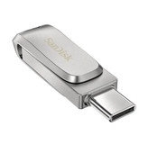 فلش مموری 128 گیگابایت سن دیسک مدل Ultra Dual Drive Luxe با دو رابط USB Type-C و USB Type-A سرعت انتقال 150 مگابایت بر ثانیه بدنه فلزی و سازگار با ویندوز مک اندروید و iOS