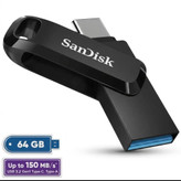 فلش مموری سن دیسک 64 گیگابایت مدل Ultra Dual Drive Go با دو رابط USB Type-C و USB Type-A استاندارد USB 3.2 Gen1، طراحی چرخشی سازگار با اندروید iOS ویندوز و مک مناسب گوشی تبلت کامپیوتر و تلویزیون