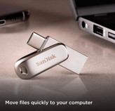فلش مموری سن دیسک Ultra Dual Drive Luxe ظرفیت 1 ترابایت با دو رابط USB Type-C و USB Type-A طراحی تاشو فلزی سازگار با ویندوز مک اندروید و iOS استاندارد USB 3.2 Gen