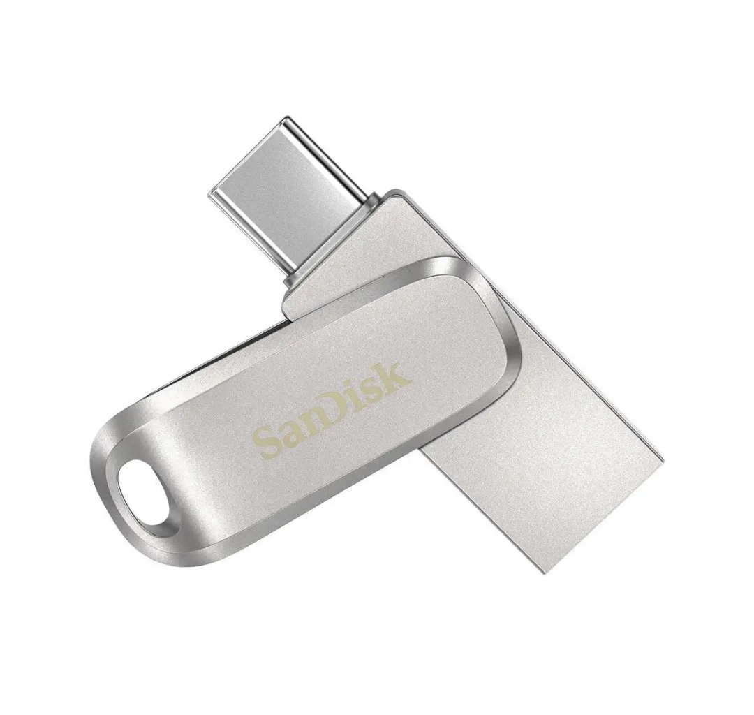 فلش مموری سن دیسک Ultra Dual Drive Luxe ظرفیت 512 گیگابایت با دو رابط - USB 3.2 Type و Type-A ، طراحی چرخشی بدنه فلزی و سازگار با گوشی تبلت کامپیوتر و تلویزیون