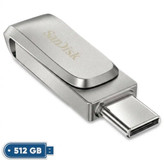 فلش مموری سن دیسک Ultra Dual Drive Luxe ظرفیت 512 گیگابایت با دو رابط - USB 3.2 Type و Type-A ، طراحی چرخشی بدنه فلزی و سازگار با گوشی تبلت کامپیوتر و تلویزیون