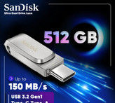فلش مموری سن دیسک Ultra Dual Drive Luxe ظرفیت 512 گیگابایت با دو رابط - USB 3.2 Type و Type-A ، طراحی چرخشی بدنه فلزی و سازگار با گوشی تبلت کامپیوتر و تلویزیون