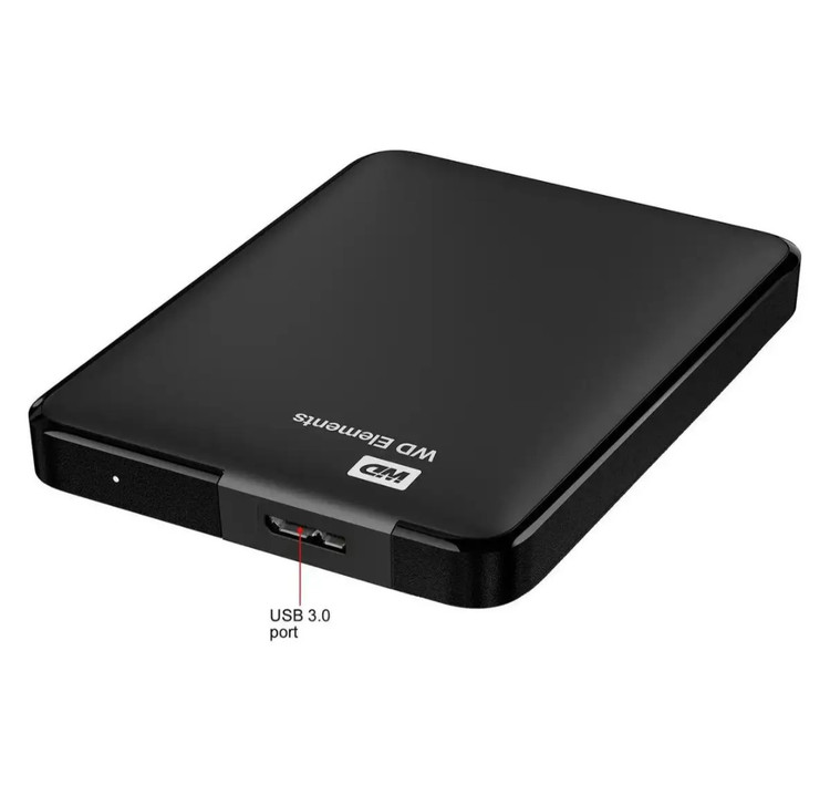 هارد اکسترنال وسترن دیجیتال مدل Elements ظرفیت چهار ترابایت دارای رابط USB Type-A3.2