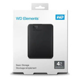 هارد اکسترنال وسترن دیجیتال مدل Elements ظرفیت چهار ترابایت دارای رابط USB Type-A3.2