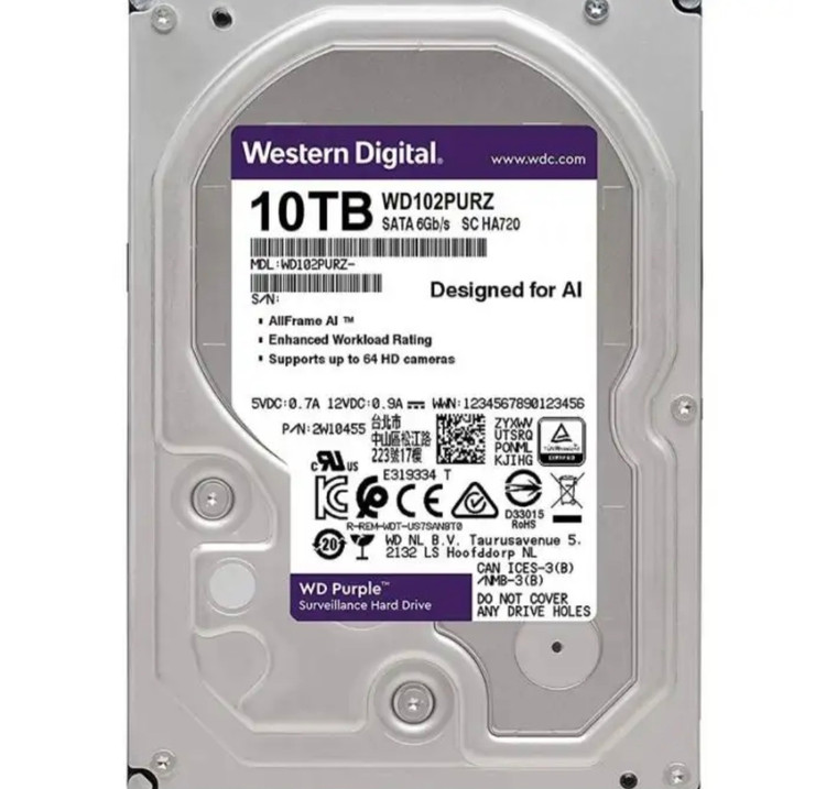 هارد دیسک اینترنال وسترن دیجیتال با رابط 3.0 SATA مدل WD 10TB Purple Pro 512MB SATA ظرفیت 10 ترابایت