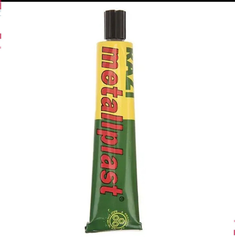 چسب آهن همه کاره رازی Metall plast حجم 50 میلی لیتر مقاوم در برابر آب حرارت اسید و بازهای رقیق مناسب برای چسباندن فلز چوب پلاستیک لاستیک چرم نمد و فوم نرم