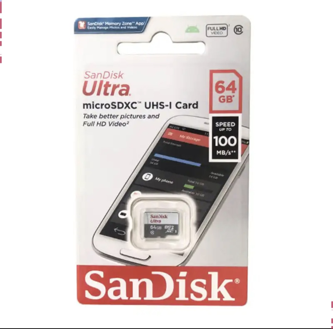کارت حافظه microSDXC سن دیسک مدل Ultra کلاس 10 استاندارد UHS-I U1 سرعت 100MB ظرفیت 64  گیگابایت
