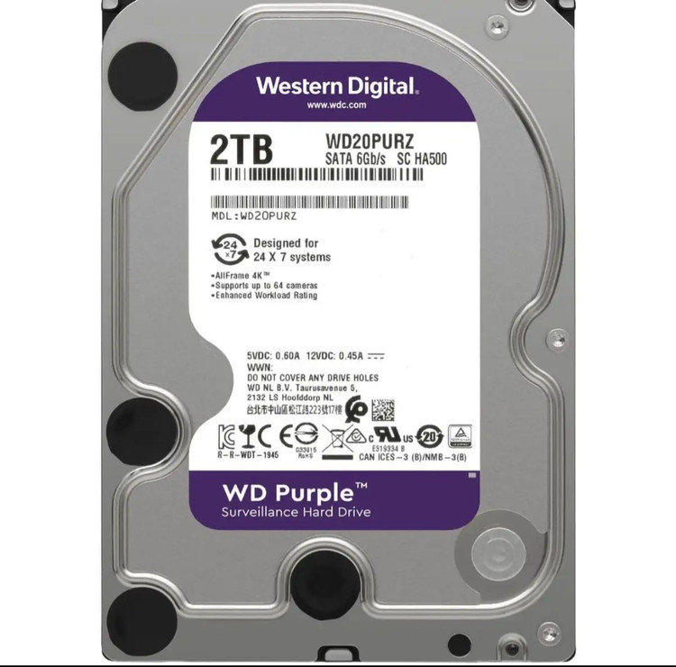 هارد دیسک اینترنال وسترن دیجیتال مدل Purple WD20PURZ ظرفیت 2 ترابایت