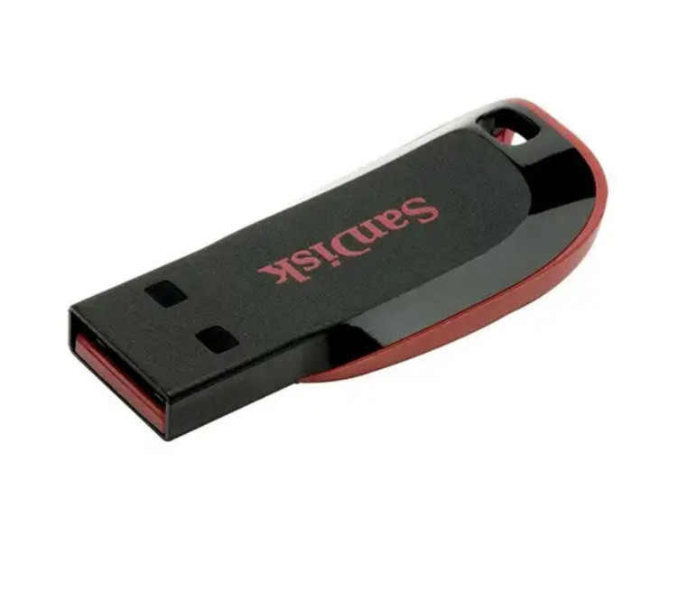 فلش مموری سن دیسک مدل Cruzer Blade Cz50 ظرفیت 128 گیگابایت با رابط 2.0 USB بدنه مات مقاوم در برابر لک و اثر انگشت سرعت انتقال 30 مگابایت بر ثانیه قابلیت رمزگذاری اطلاعات و طراحی بدون درپوش با شیار اتصال بند