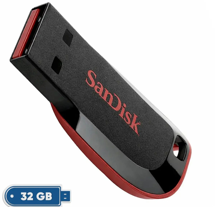 فلش مموری سن دیسکcz50Cruzer Blade ظرفیت 32 گیگابایت با رابط 2.0 USB، سرعت انتقال 30 مگابایت بر ثانیه طراحی بدون دریوش و بدنه مات مقاوم در برابر لک اثر انگشت دارای شیار اتصال بند و نرم افزار امنیتی و