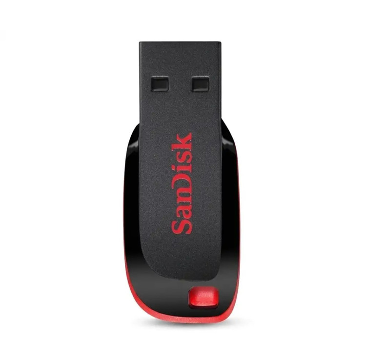 فلش مموری سن دیسکcz50Cruzer Blade ظرفیت 32 گیگابایت با رابط 2.0 USB، سرعت انتقال 30 مگابایت بر ثانیه طراحی بدون دریوش و بدنه مات مقاوم در برابر لک اثر انگشت دارای شیار اتصال بند و نرم افزار امنیتی و