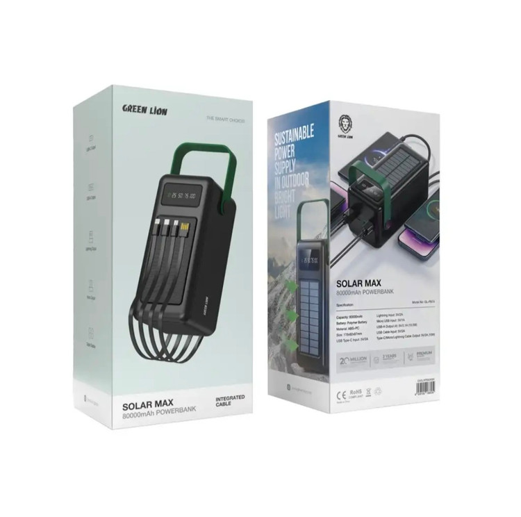 پاوربانک گرین لاین مدل solar max gl-p974 ظرفیت 80000 میلی آمیر ساعت