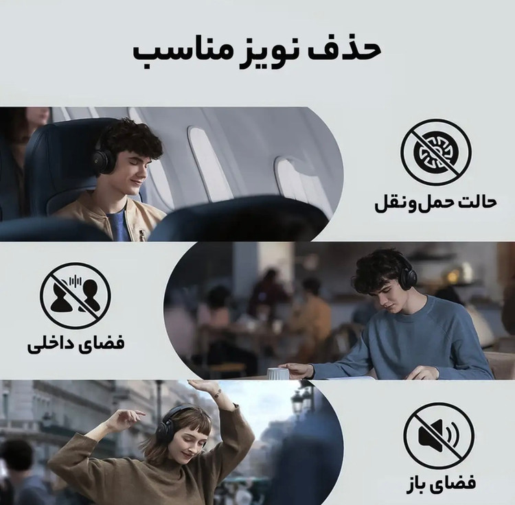 هدفون بلوتوثی انک مدل SoundCore Life Q30 با نویز کنسلینگ فعال (ANC) درگاه شارژ - USB Type دارای میکروفون دوگانه با حذف نویز مجهز به فناوری Hies Audio دارای حالت Transparency برای شنیدن صدای محيط