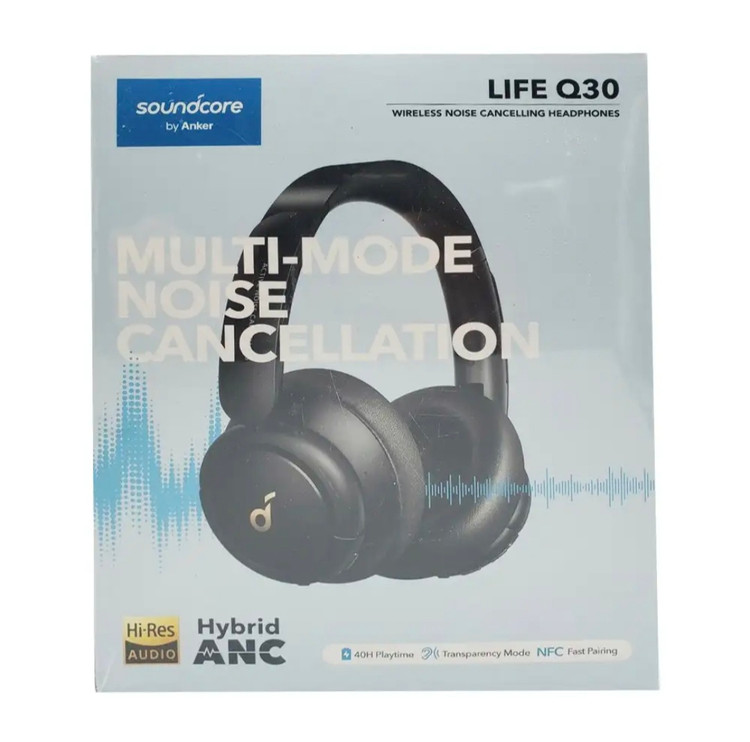 هدفون بلوتوثی انک مدل SoundCore Life Q30 با نویز کنسلینگ فعال (ANC) درگاه شارژ - USB Type دارای میکروفون دوگانه با حذف نویز مجهز به فناوری Hies Audio دارای حالت Transparency برای شنیدن صدای محيط