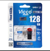 کارت حافظه microSD ويكومن مدل 33 Final ظرفیت 128 گیگابایت استاندارد سرعت UHS-I U3، سرعت خواندن 100 مگابایت بر ثانیه
