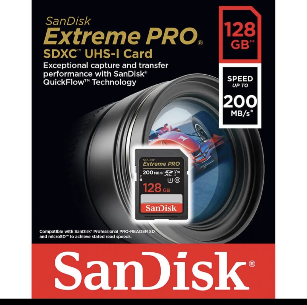 کارت حافظه SD سن دیسک مدل Extreme Pro ظرفیت 128 گیگابایت استاندارد سرعت UHS-I U3، سرعت خواندن 200 مگابایت بر ثانیه مقاوم در برابر پرتو X