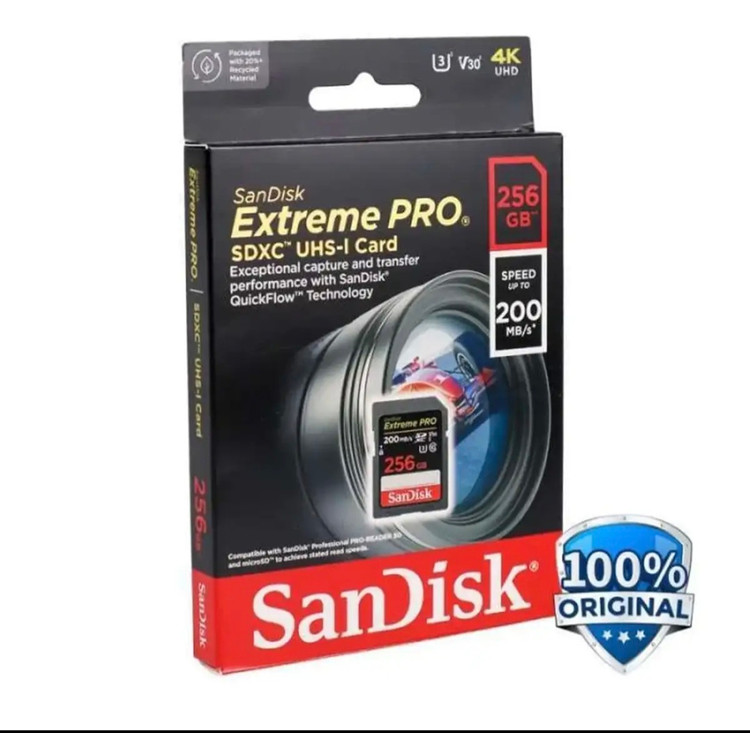 کارت حافظه SDXC سن دیسک مدل 30 Extreme Pro کلاس 10 استاندارد UHS-I U3 سرعت 200MB/S ظرفیت 256 گیگابایت