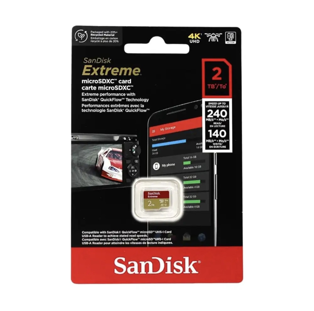 کارت حافظه microSDXC سن دیسک مدل Extreme V30  کلاس 10 استاندارد UHS-I U3 سرعت 240 ظرفیت 2  ترابایت
