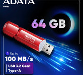 فلش مموری ای دیتا مدل UV150 ظرفیت 64 گیگابایت رابط gen 1 1 3.2 USB، سرعت خواندن 90 مگابایت بر ثانیه طراحی درپوش دار سازگار با گوشی تبلت کامپیوتر و تلویزیون