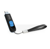 فلش مموری کشویی ای دیتا مدل 128 DashDrive ظرفیت 128GB، رابط 3.0 USB با سرعت خواندن 90 و نوشتن 40 مگابایت بر ثانیه طراحی بدون درپوش و بدنه مات ضد خش و گردوغبار