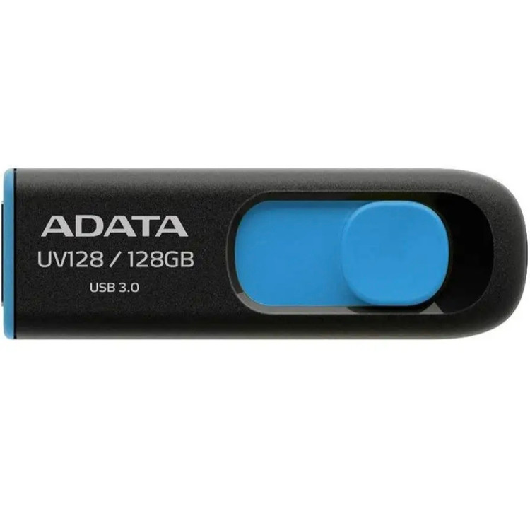 فلش مموری کشویی ای دیتا مدل 128 DashDrive ظرفیت 128GB، رابط 3.0 USB با سرعت خواندن 90 و نوشتن 40 مگابایت بر ثانیه طراحی بدون درپوش و بدنه مات ضد خش و گردوغبار